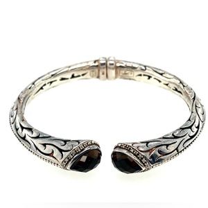 Scott Kay STER Silver With Smokey Quartz And Diamond Ladies Cuff Bracelet